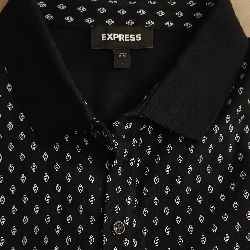 Express Black and White Casual Button Down Shirt